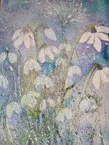 Christine M, Snowdrops in Spring time 1, mixed media.